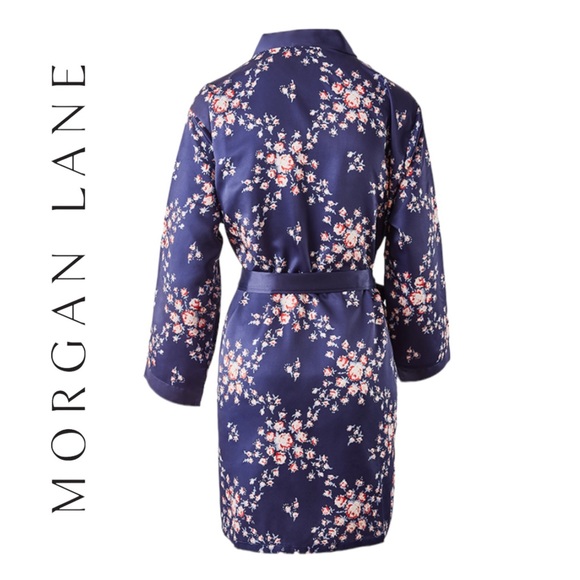 NWT Morgan Lane Allie Robe - Navy Floral (S/M) - Picture 4 of 15